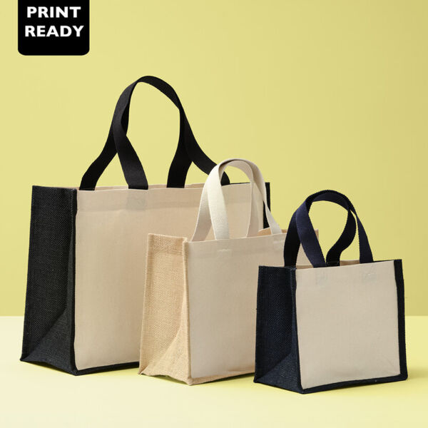 Jute canvas panel shopper Thumbnail