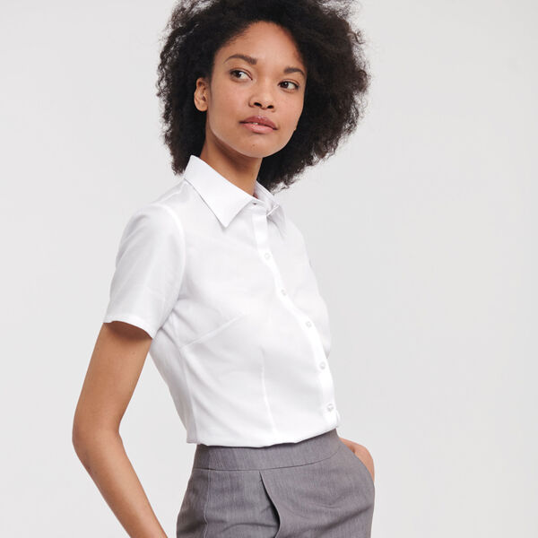 Russell Athletic Collection Ladies Short Sleeve Herringbone Shirt Thumbnail