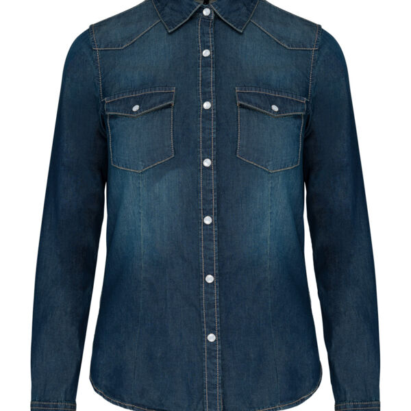 Kariban Ladies Long Sleeve Denim Shirt Thumbnail
