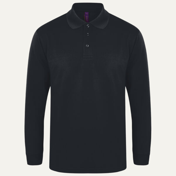 Henbury Unisex Long Sleeve Coolplus® Piqué Polo Shirt Thumbnail