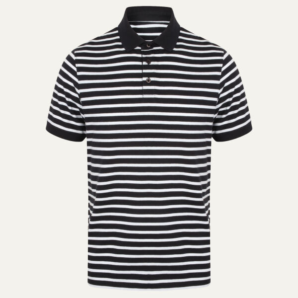 Front Row Striped Jersey Polo Shirt Thumbnail