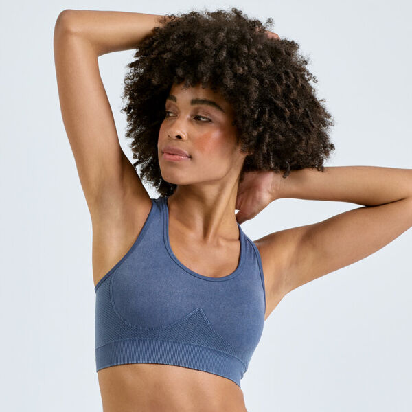 "Tridri® seamless "3D fit" multi-sport sculpt bra top denim" Thumbnail